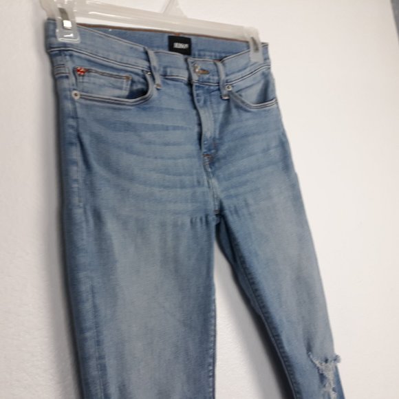Hudson Women's Natalie Super Skinny Jeans Size 27 Distressed Raw Hem Light Wash - Picture 2 of 16